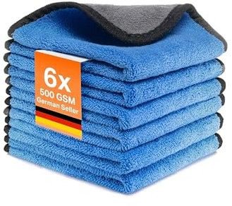 Kemes Panni in microfibra per la pulizia degli interni dell'auto, 500 g/mq, panno per la pulizia della casa, 30 x 30 cm (blu, 6)