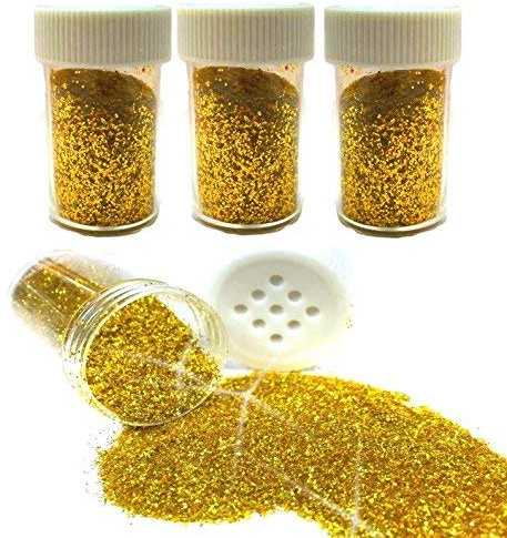 Perlin Craft Glitter - Set di 12 contenitori in polvere con brillantini, 168 g, per lavori di bricolage e decorazioni, in polvere glitterata (oro)