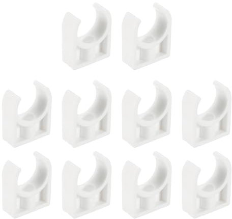QUARKZMAN PVC Rohrschellen Clips, 50 Stück passend für 20mm (3/4) Außendurchmesser Schlauchhalterung Unterstützung PEX Rohr U-förmige PVC Wasser Rohrschellen, Weiß