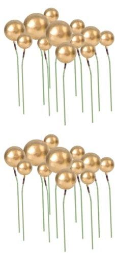 Amosfun STK Rosenverzierung Goldene Blütenstaubblätter Essbare Goldkugeln Cupcake-perlenkugeln Runde Tortenaufsätze Perlblume Staubblätter Rosendekor Geburtstagskuchen Bastelmaterial