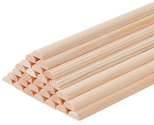 OLYCRAFT 30 varillas de madera semicirculares de 351 x 7 mm, 3,5 mm de grosor, tiras de madera sin terminar, varillas pequeñas redondas de madera natural, accesorios de modelo para suministros de