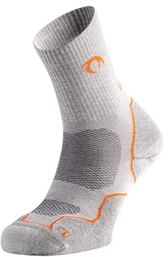 Lurbel Tierra Four, Calcetines anti-ampollas, calcetines de senderismo, calcetín para caminar, sin costuras y transpirable, calcetines Unisex. (M (39-41), Gris/Naranja)