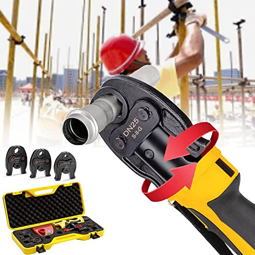 Pinza per crimpare tubi idraulici Pinza per crimpare cavi Pinza per tubi idraulici a batteria, Pinza per crimpatura idraulica, con 2 batterie da 12 V, 3 matrici Dn15, Dn20, Dn25 Pressa per t