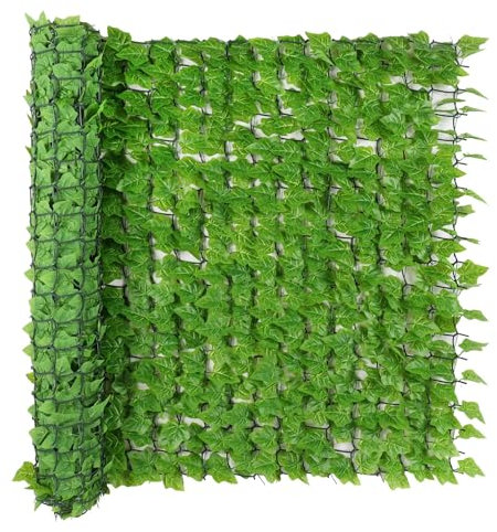 Premium Artificial Ivy Leaf Hedge Privacy Screening Garden Fence Roll Light Green (1.5m High x 3m Long)
