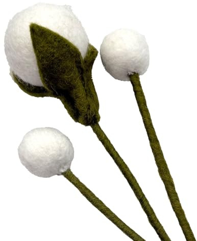 your castle Filzblumen handgemachte Dekoblumen für individuelle Kreationen, nachhaltiges Geschenk, fairer Handel, realistische Kunstblumen, 3 Stück in Weiß