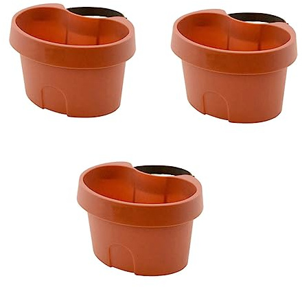 CAXUSD Wand Blumentöpfe Braun Verstellbare 3 Stück aus Kunststoff Platzsparend zum Hängen für Balkon und Garten für Pflanzen und Blumen