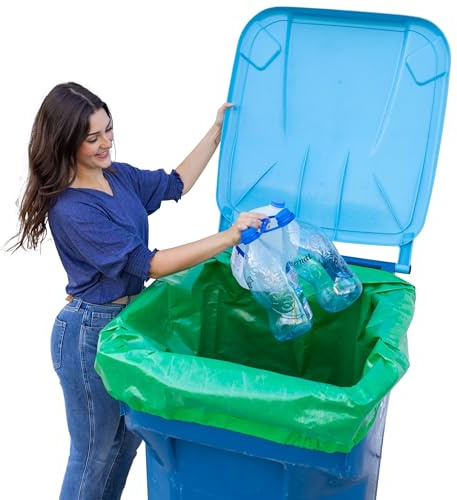 Reusable Recycling Bin Liner Bags - Pack of 2 - Patented Design Stays in Place During Dumping and Keeps Recycling Bin Clean for Up to 3 Months