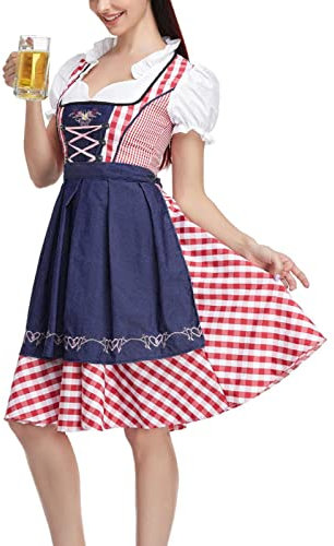 GFPGNDFHG Dirndl Damen Kurz Trachtenkleid 3tlg. Dirndlbluse Blau Cord Hemd Schwarzes Blaue Lang Grosse Grössen Trachtentasche Samt Grün