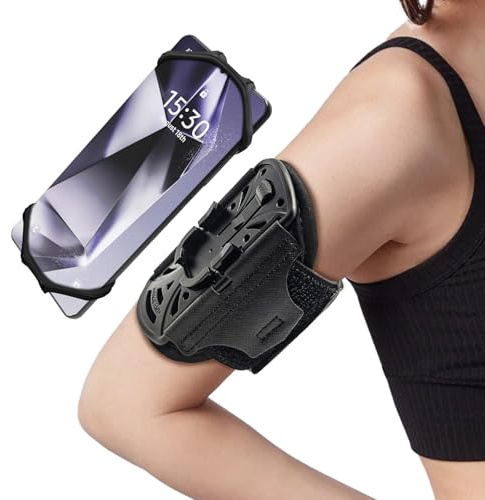 AIWOGEP Porta Cellulare da Braccio,Fascia Braccio Running Sportiva Armband jogging ciclismo ed escursionismo,per iphone 16/15/14/13 Pro Galaxy S24/S23 Cellulare da 4 A 6,5 (fascia da braccio nero)