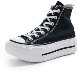 Converse Chuck Taylor All Star Lift Double Stack sneakers för kvinnor, Svart/vit/svart, 7.5