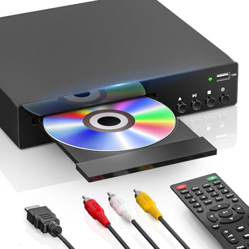 Lettore DVD per la casa con HDMI, lettori DVD di tutte le regioni per TV, RCA, USB, telecomando, supporto 1080P, NSTC/PAL, formati CD, memoria breakpoint