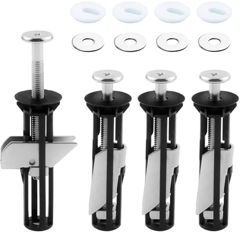 4Pcs Toilet Seat Fittings Toilet Seat Screws Quick Release Top Hinge Stainless Steel Toilet Seat Fixings Universal Toilet Seat Bolts for Blind Holes Easy Install Replacement Fixing Kit with Gaskets