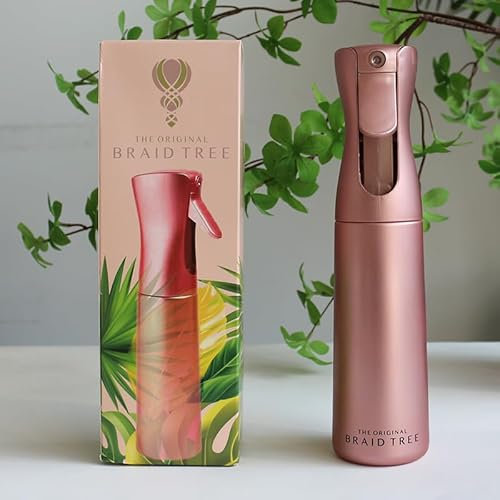The OG Spray Bottle for Hair - 300ml Plastic Continuous Spray Bottle with Ultra Fine Mist Spray for Hairstyling, Barbers, Salons, Cleaning, Plants - The Braid Tree (Rose Gold - Matte Finish)