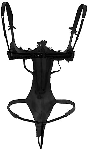 Sexy Bodysuit Lingerie Women Underwired Bra One Piece Strappy Eyelash Lace Babydoll Cutout Teddy Nightwear Rave Outfit See Through Jumpsuit Sleepwear Top for Valentine Club Honeymoon