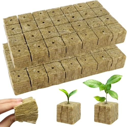 Nuyoah Steinwolle Anzucht Würfel Hydroponik Rockwool Cube Steinwollwürfel 4x4x4cm 56Stk Rockwools Grow Cubes Pflanzen Hydroponic Steinwolle für Bodenlose Anzucht Stecklinge Klonpflanzen