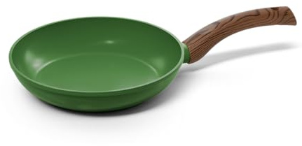 Cook & Pan - Go Green Pfanne 28 cm-Induktionsgeeignet-PFAS frei Keramik-Beschichtung -Antihaft- wärmeisolierter Griff- Aluminium - Grün