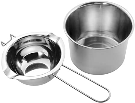 HOMOBABE Stainless Steel Chocolate Melting Pot 400ml 14cm Wax Melting Pot Double Boiler Set for Cooking Baking Kitchen Utensil Home DIY