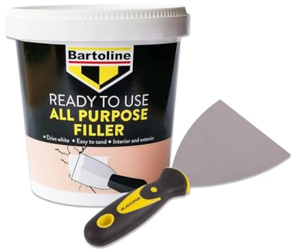 WALL FILLER 600g READY MIXED WITH FILLING SCRAPER - Crack & Hole Repair White Paste for Walls Plaster Plasterboard Wood & Masonry | Interior & Exterior | Smooth Durable Quick-Dry Finish & Easy To Sand