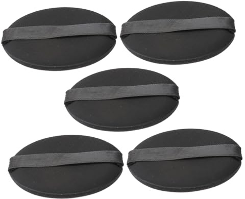 PENIKOKO 5 Borlas Redondas Negras para Base de Maquillaje sin Látex, Tejido Delicado y Fácil Manejo, Ideales para Uso en Casa y Viaje