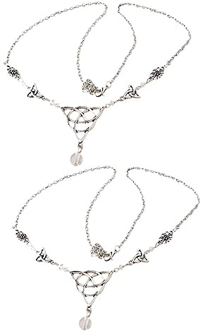 IWOWHERO Cadena Frente Gótica de Aleación Cuentas Brillantes, Tamaño Ajustable, 2 Piezas, Accesorios Cabello de Boda y Vida Diaria para Mujeres