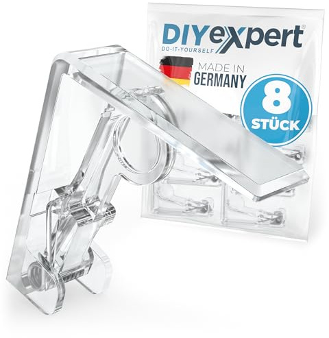 DIYexpert Tischdeckenklammern Transparent Made in Germany [8 Stück] Stabile Tischtuchklammern für dicke Tische bis 45 mm – Wetterfest & rutschfest – Tischklammern für Garten, Balkon & Innenbereich
