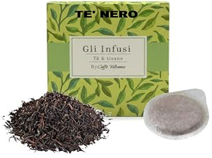 Caffè Vulcanus Gli Infusi, Thé Noir 50 Dosettes Filtre Papier ESE 44, Infusion Naturelle en Feuilles En vrac, Lot de 5 Sachets Scellés de 10