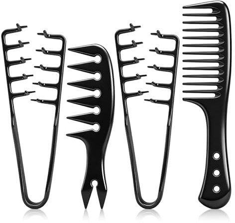 HEYMKGO Texture Comb Men, Mens Comb for Curls, 4Pcs Mens Styling Comb - Heat Resistant & Anti-Static Volumizing Tool for Men & Women, Ideal for Detangling Wet Hair, Defining Curls and Salon Use