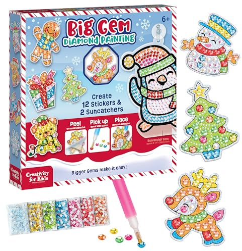 Creativity for Kids Big Gem Diamond Painting Kit: Holiday Stickers and Suncatchers, DIY Christmas Crafts for Kids