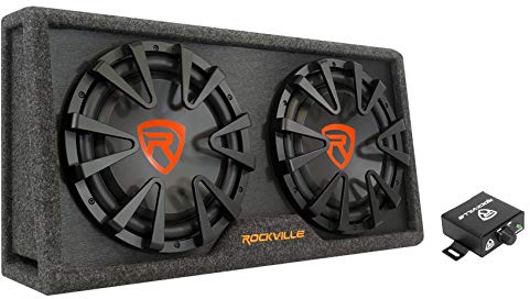 Rockville RG212CA 2000W Dual 12 Powered Car Subwoofer Enclosure, 4-Ohm, Slim Vented, Built-in Amplifier, Black
