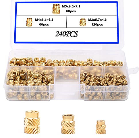 240 Stück M3 M4 M5 Gewindeeinsatz, Messing Einsatzmutter, Innengewinde Gerändelte Einsatzmutter für 3D-Drucker, Projektor, Computer, Elektronische Geräte, Haushaltsgeräte