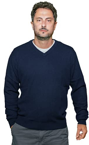 Capri - Jersey de cachemira para hombre, 100% puro cachemira, cuello en V, peso invernal, turquesa, 52