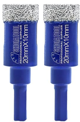 SHDIATOOL Diamond Drill Core Bits 2PC 20mm Triangle Shank Hole Saw for Porcelain Tile Marble Ceramic Granite