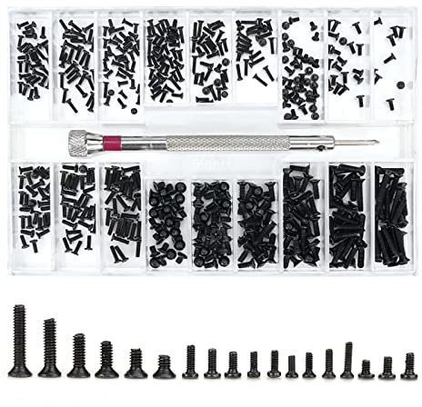500 Pièces Micro Vis de Réparation, M1.2, M1.4, M2, avec Tournevis, Kit pour Lunettes, Ordinateur Portable, Appareil Photo Numérique - Noir