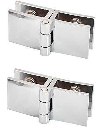 Lot de 2 charnières de porte de bibliothèque en verre, pivot à 180°, clip bilatéral, facile à installer, pince en verre, pratique, durable, charnière de porte d'armoire, meubles de salle de bain,