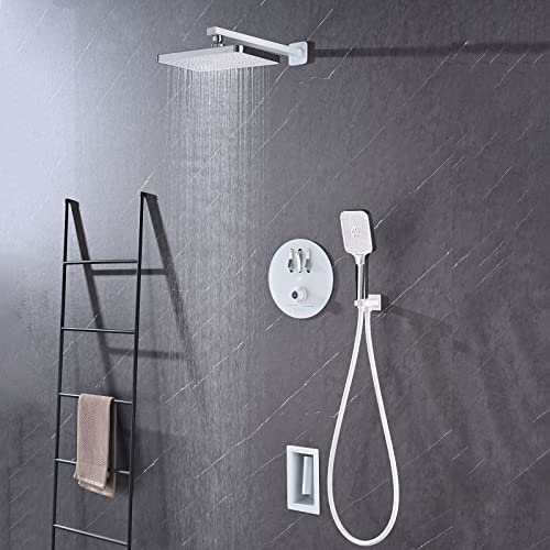 XJTNLB Colonne Douche Encastrable Mitigeur Thermostatique pour Douche avec Tête de Douche Set de Douche Encastré Blanc-B