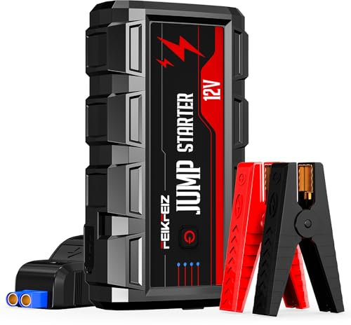 FEIKFEIZ Avviatore Batteria Auto, 5000A 22800mAh Avviatore Emergenza per Auto(Adatto a Tutti i Veicoli a Benzina o 8,0L Diesel) 12V,Avviatore di Emergenza, Jump Starter, con Torcia LED.