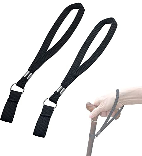 EDWERD Promenadkäpp handledsremmar för äldre kryckor tillbehör, paket med 2, Svart