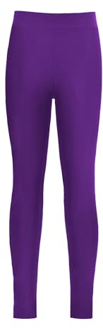 HULIJA Leggings largos para niñas, cintura elástica, mallas deportivas, pantalones de ballet, mallas interiores, yoga, pilates, fitness, morado oscuro, 134-140