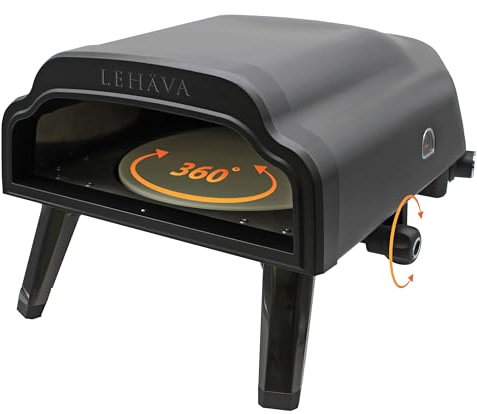 Flame King LEHAVA - Pietra per pizza antiaderente rotante a 360 gradi, 35,6 cm, forno per pizza a propano portatile, con sacchetto di protezione, accensione automatica piezoelettrica per campeggio,