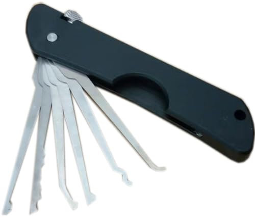 Kit de crochetage de serrure pliable 7 en 1 - Ouvre-serrure rapide en acier inoxydable - Outil de serrurier