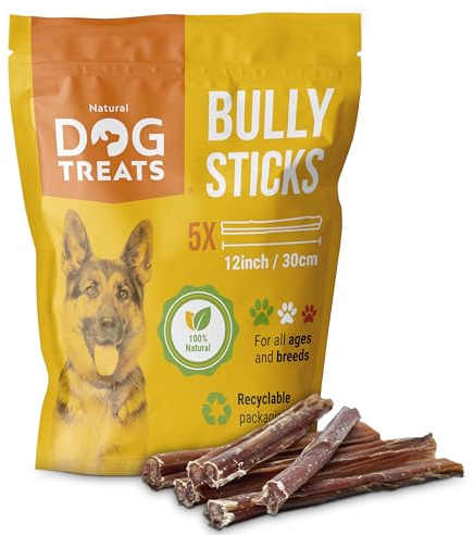 Natural Dog Treats – Bastoncini di Manzo – Nervo di Bue – Masticativi Naturali 100% – 5 Pezzi