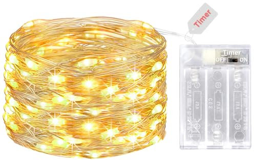 litogo Fairy Lights Battery Operated with Timer, 5M/50 LED Copper Wire Micro LED String Lights Indoor, Warm White Hanging Twinkle Lights for Bedroom Christmas Party Wedding DIY Decoration