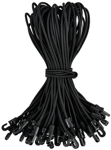 Spanngummi mit Haken, 50 Stück Expander mit Haken, Multifunktional Planenspanner, Zeltgummis Gummispanner für Camping Planen, Anhängerplane, Poolabdeckung (Schwarz, 25cm)