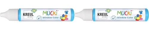 Kreul 24410 - Mucki Window Color, hellblau, 29 ml Pen, Fenstermalfarbe auf Wasserbasis, parabenfrei, glutenfrei, laktosefrei, vegan, leicht vermalbar, auswaschbar (Packung mit 2)
