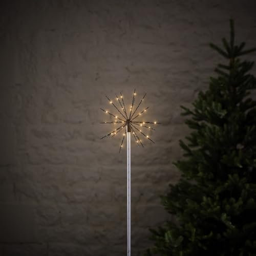 Lights4fun LED Starburst Stableuchte 70cm warmweiß Gartenstecker Beleuchtet Außen LED Outdoor Weihnachtsdeko Aussen
