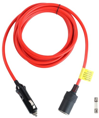 3.6M12V Car Cigarette Lighter Extension Cable Cord Lead Charger Adapter Socket with LED and 15A Fused for Portable Equipment (3.6M 16AWG)