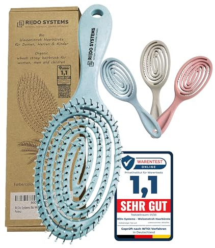 Ri|Do Systems Cepillo Desenredante Profesional de Pelo de Paja de Trigo Orgánico sin Tirones para Mujeres, Hombres y Niños – Cepillo para Pelo Largo, Grueso o Rizado