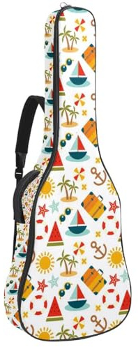 Eslifey Tasche für Akustikgitarre, Vintage-Stil, Totenkopf-Rippenkäfig, verstellbarer Schultergurt, Gitarrenkoffer, Gigbag 101,6 cm, 104,7 cm, Mehrfarbig 7, 42.9x16.9x4.7 in, Taschen-Organizer