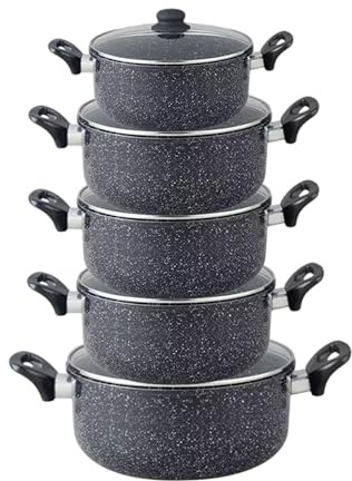 Reldor Non Stick Pot Set with Lid, Stay-Cool Bakelite Handles, Compatible Cookware Pot with All Cooking Surfaces, Non-Stick Casserole Cooking Pots - Ideal for Daily Use