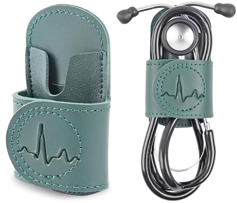 Czzmy Stethoscope Holder Hip Clip.Night Shift Nurse Essentials Organizer,Stethoscope Belt Clip for Scrubs, Nursing Tools Holster Case(1-Green)